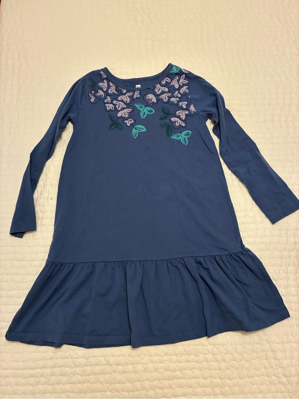 Tea Collection Navy Long-Sleeve Floral Pocket Dress